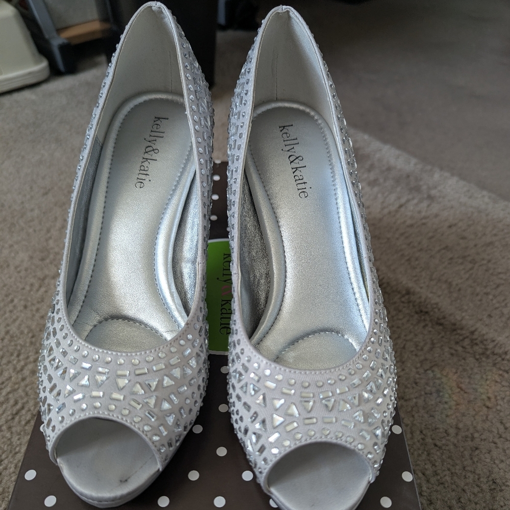 Kelly & Katie Sparkling Silver Heels